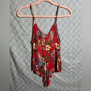 Tie Front Floral Tank